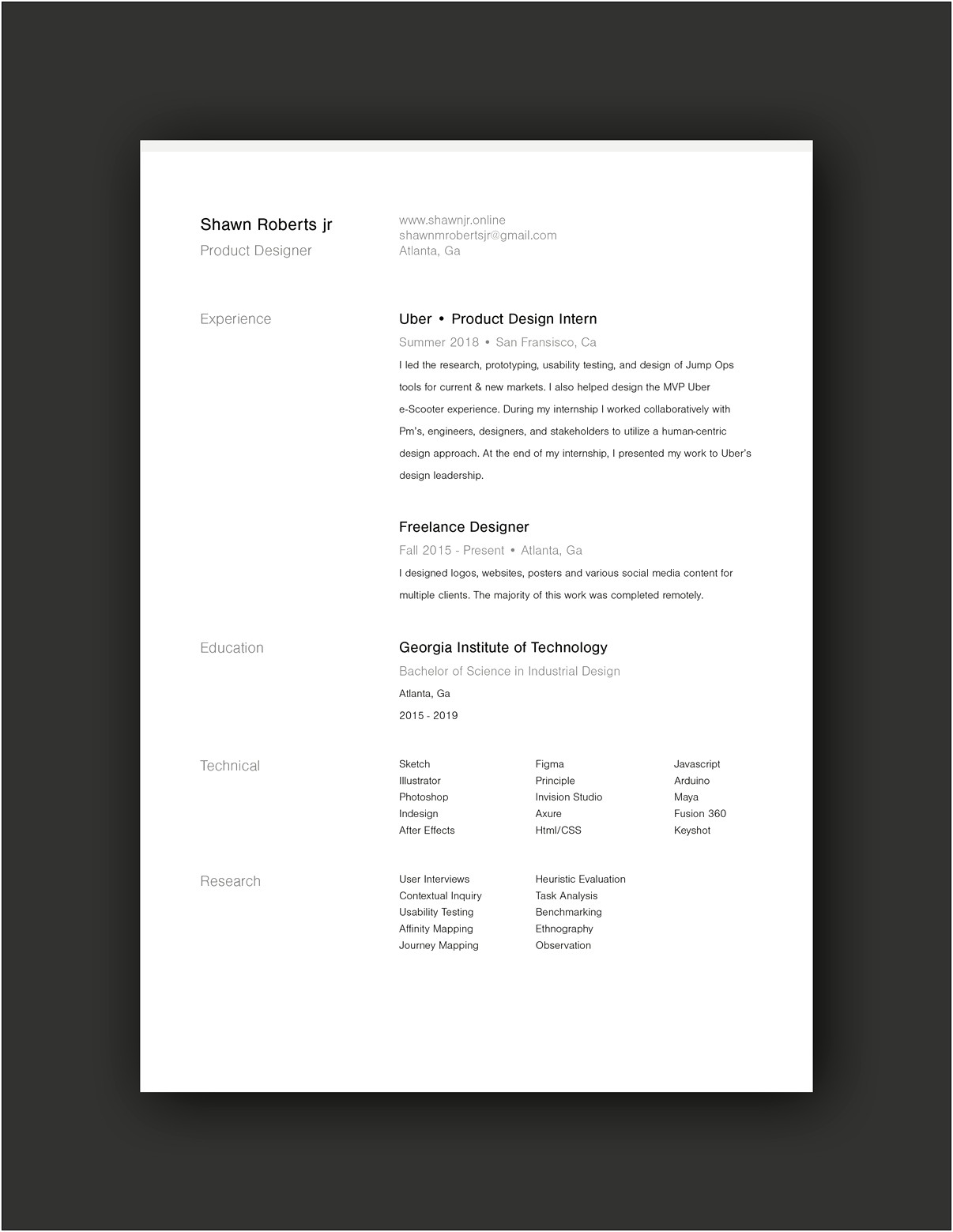 Gatech College Of Buisnessr Resume Template