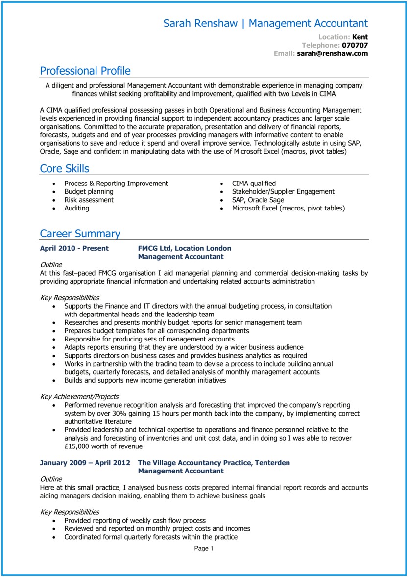 General Accountant Job Description For Resume