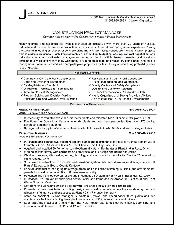 General Contractor Office Manager Resumes