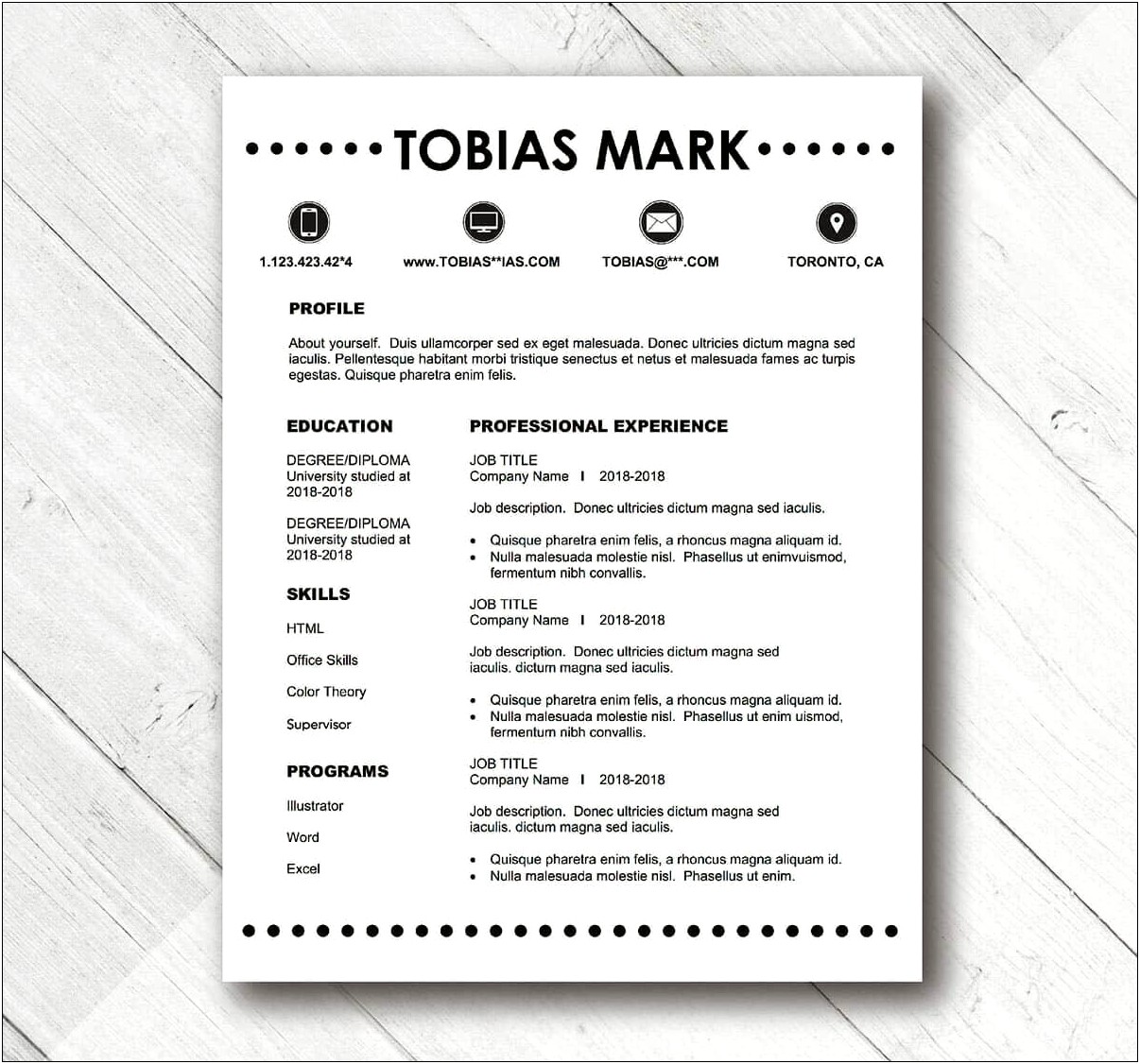 General Format Of A Good Resume