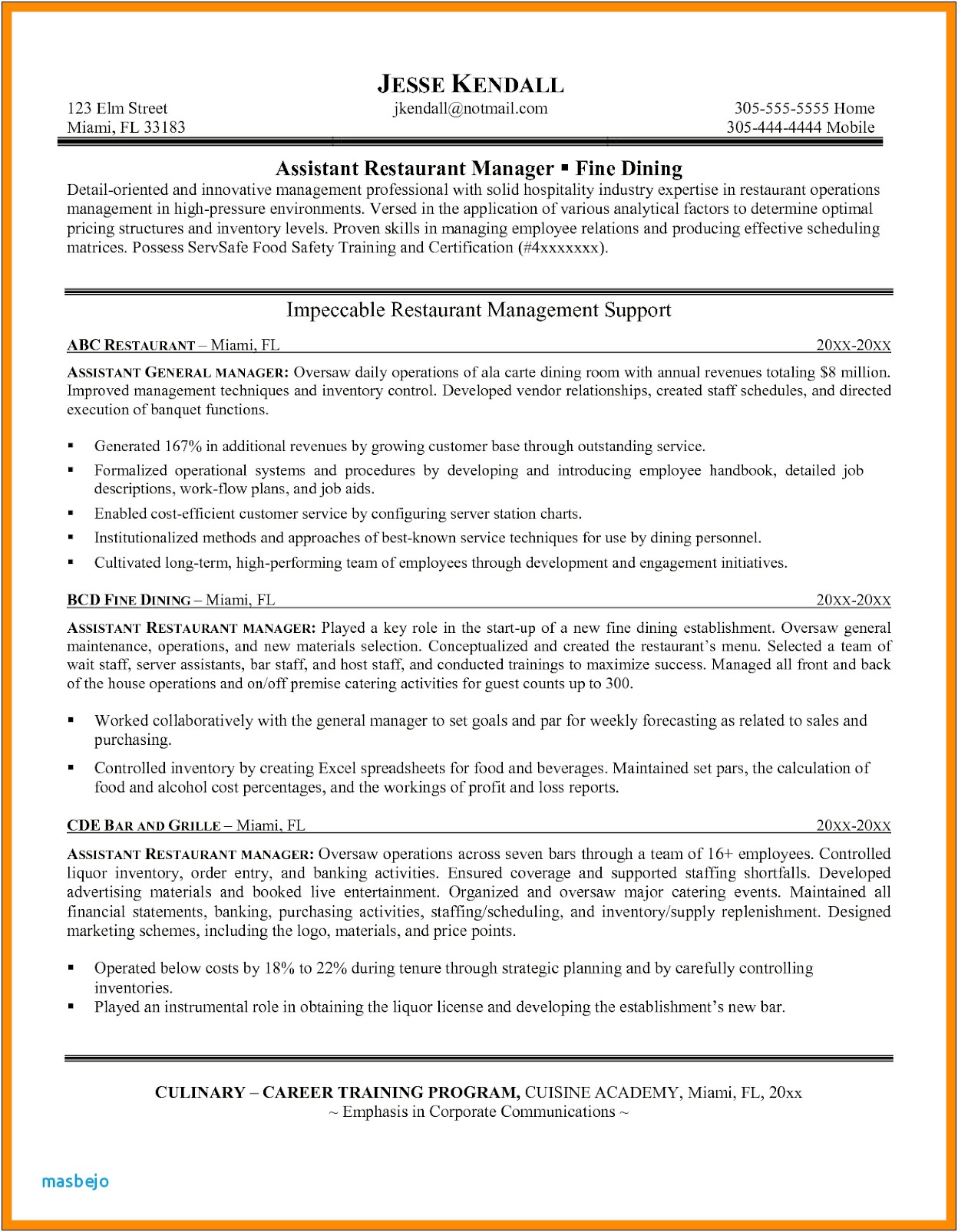 General Manager Job Description Sample Resume