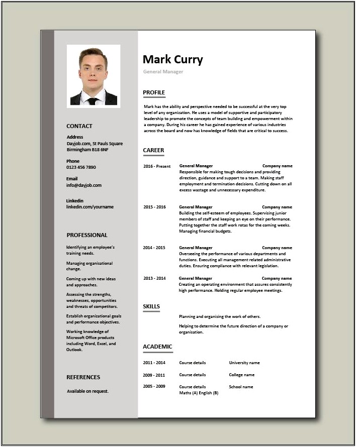 General Manager Of Hotel Resume