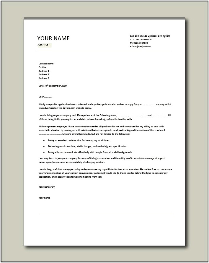 General Resume Cover Letter Examples