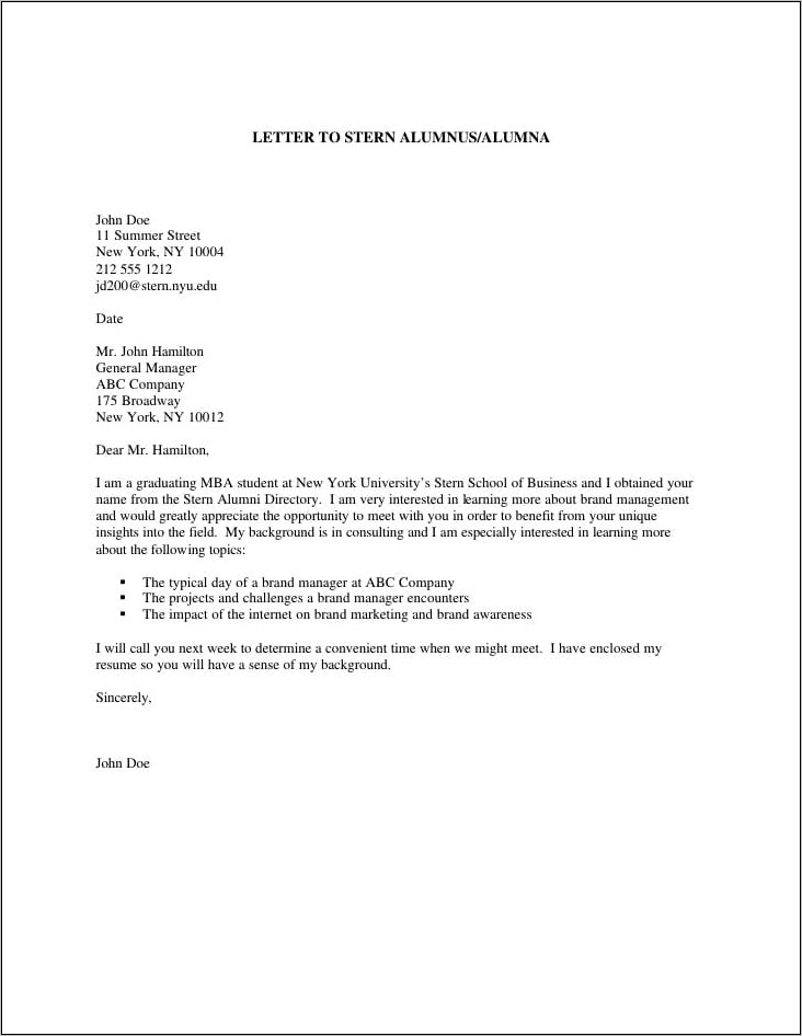 General Resume Cover Letter Sample