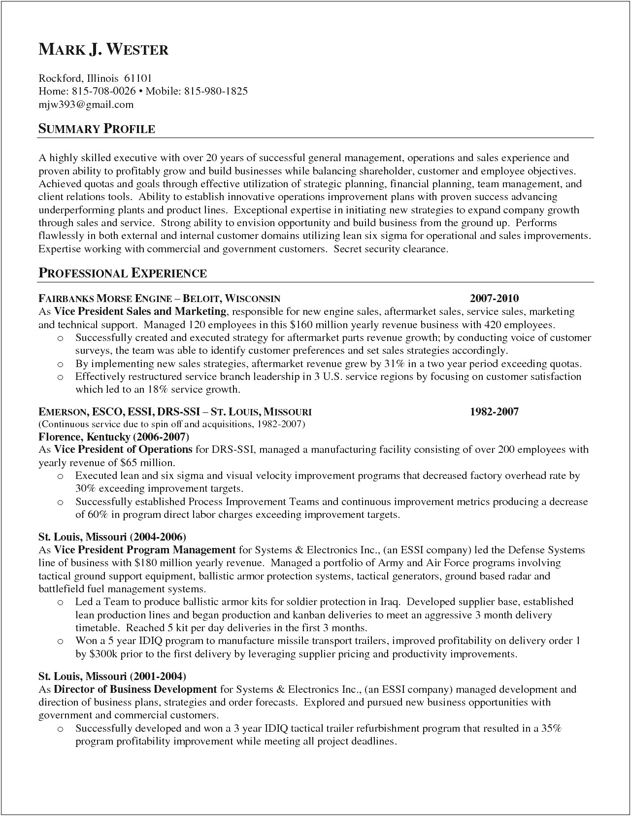 General Resume Employee Summary For Any Job