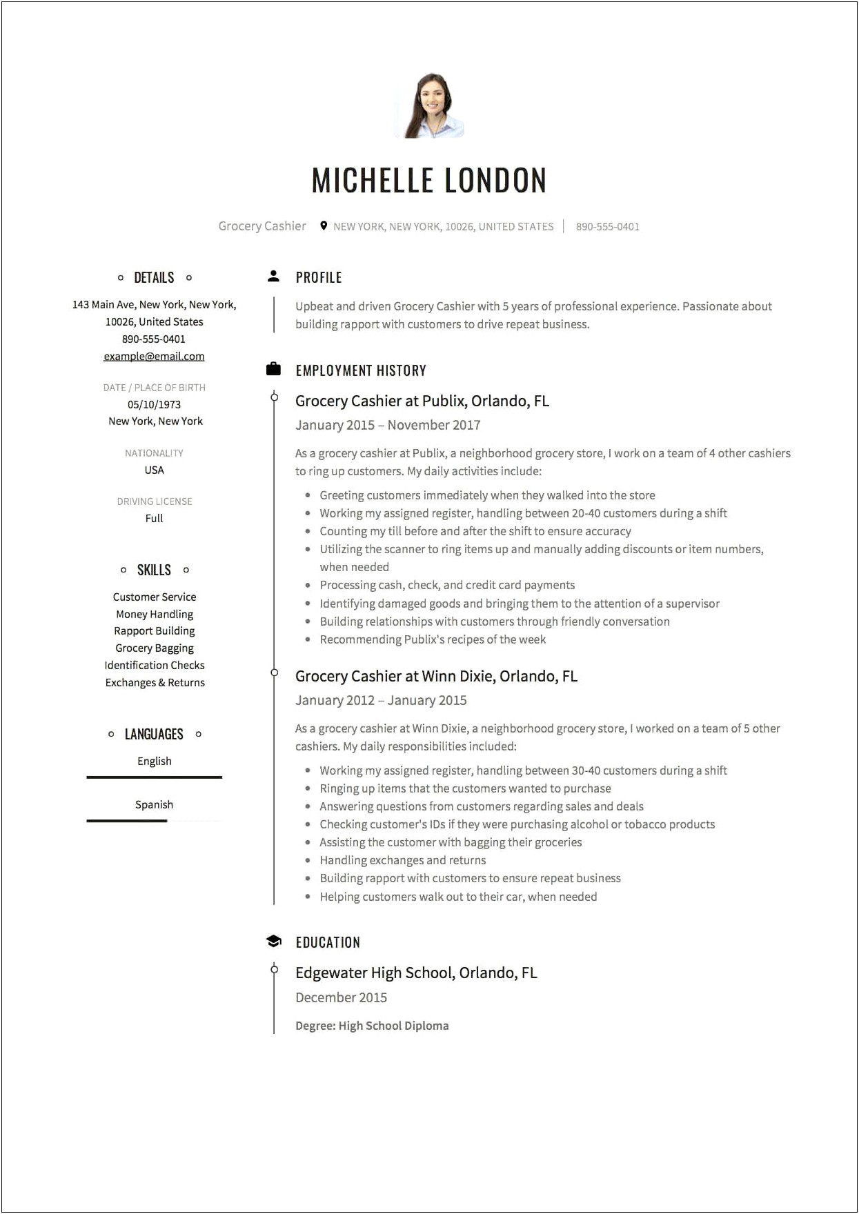 General Resume Objective Examples For Cashier