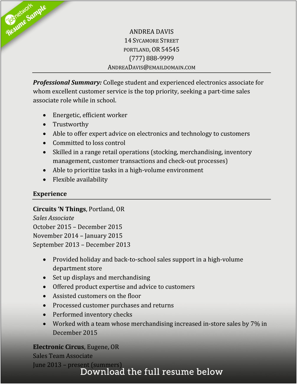 General Resume Objective Examples For Sales Associate