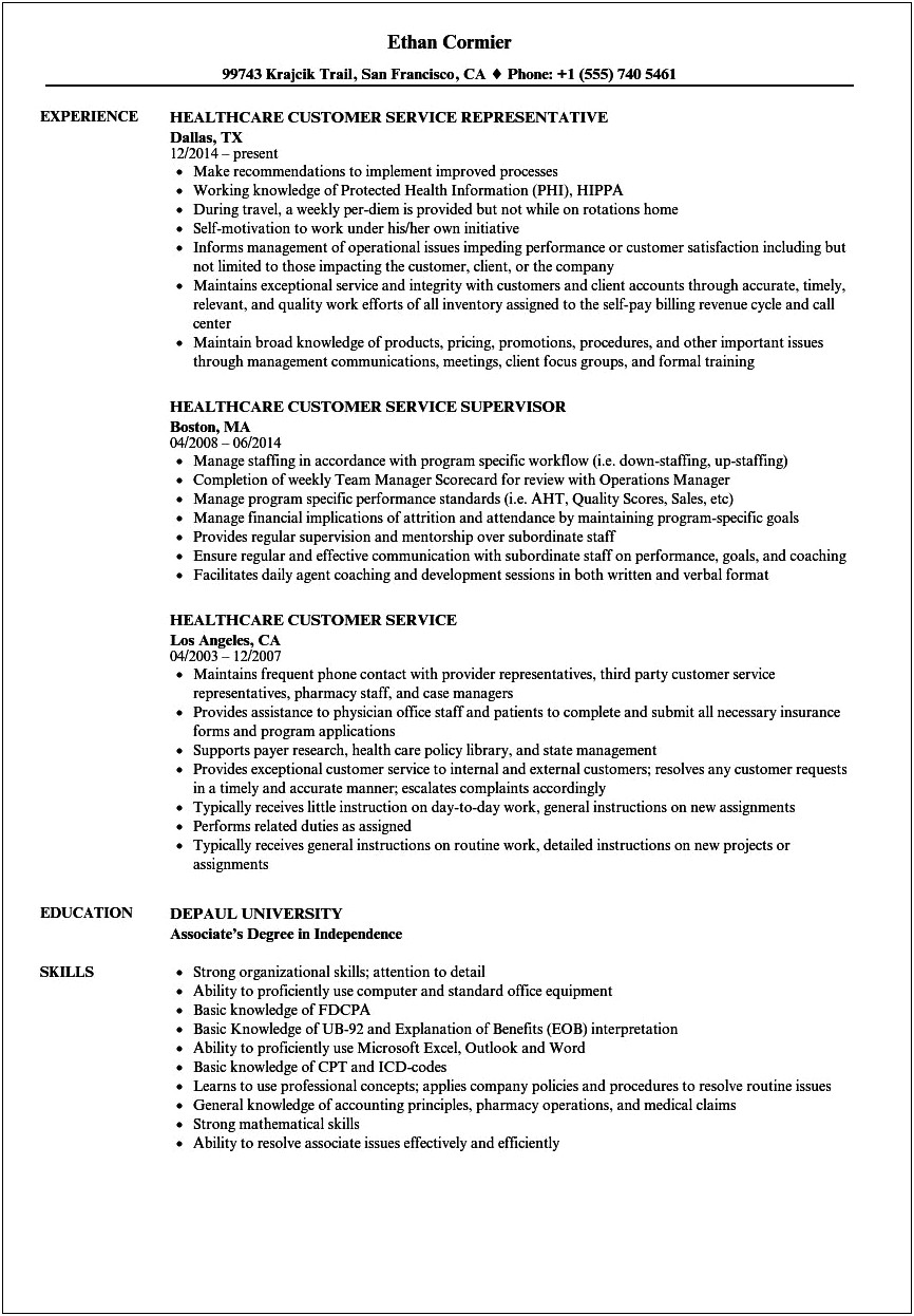 General Resume Objective Examples Healthcare