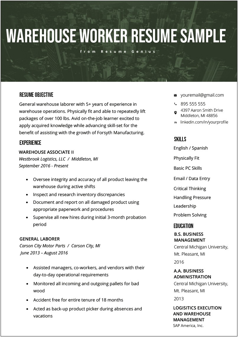 General Resume Objective Examples Simple
