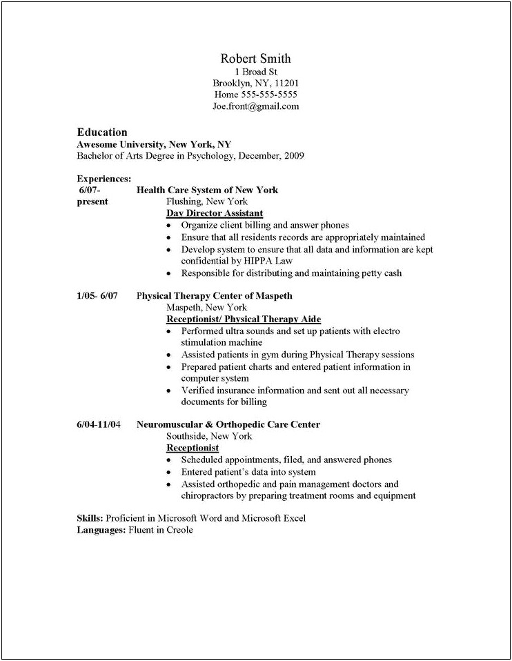 General Resume Skills And Abilites