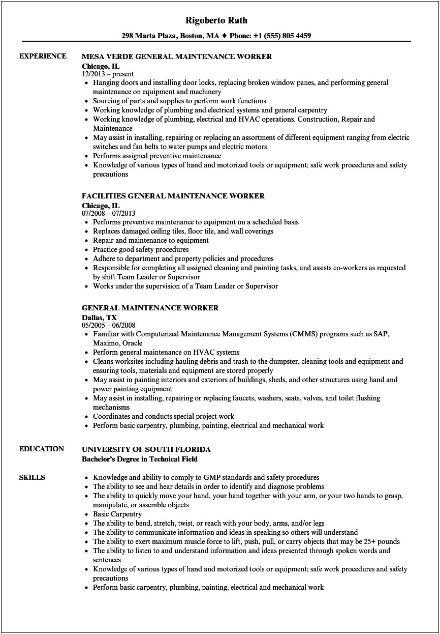 General Technical Skills For Resume