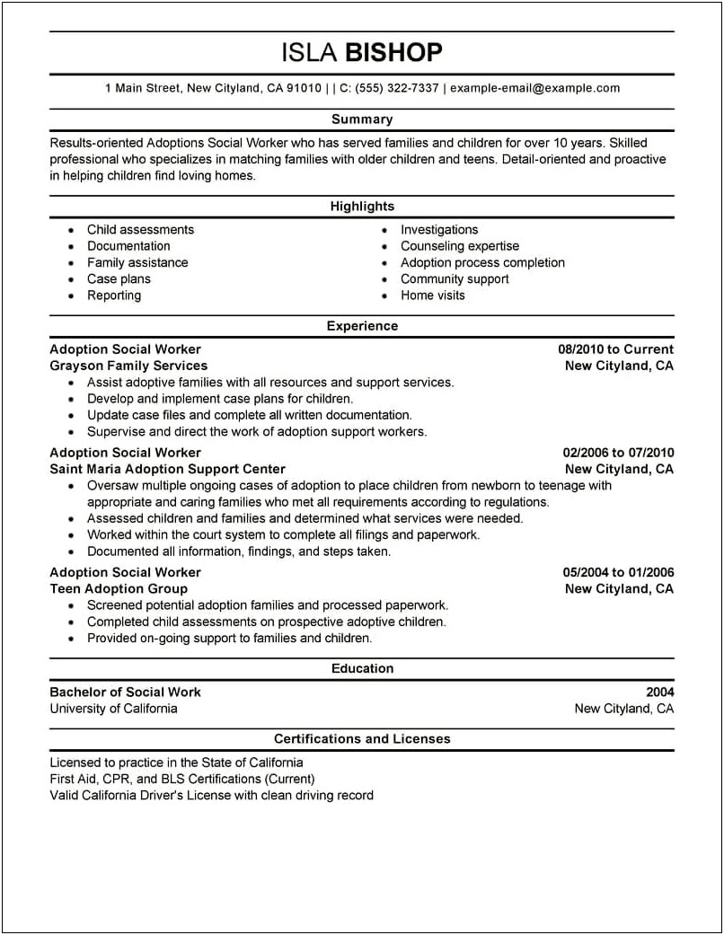 Get Professional Resume Made For Social Work