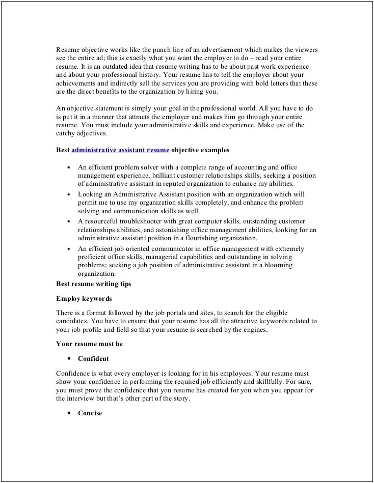 Goals And Objections To Put On Resume