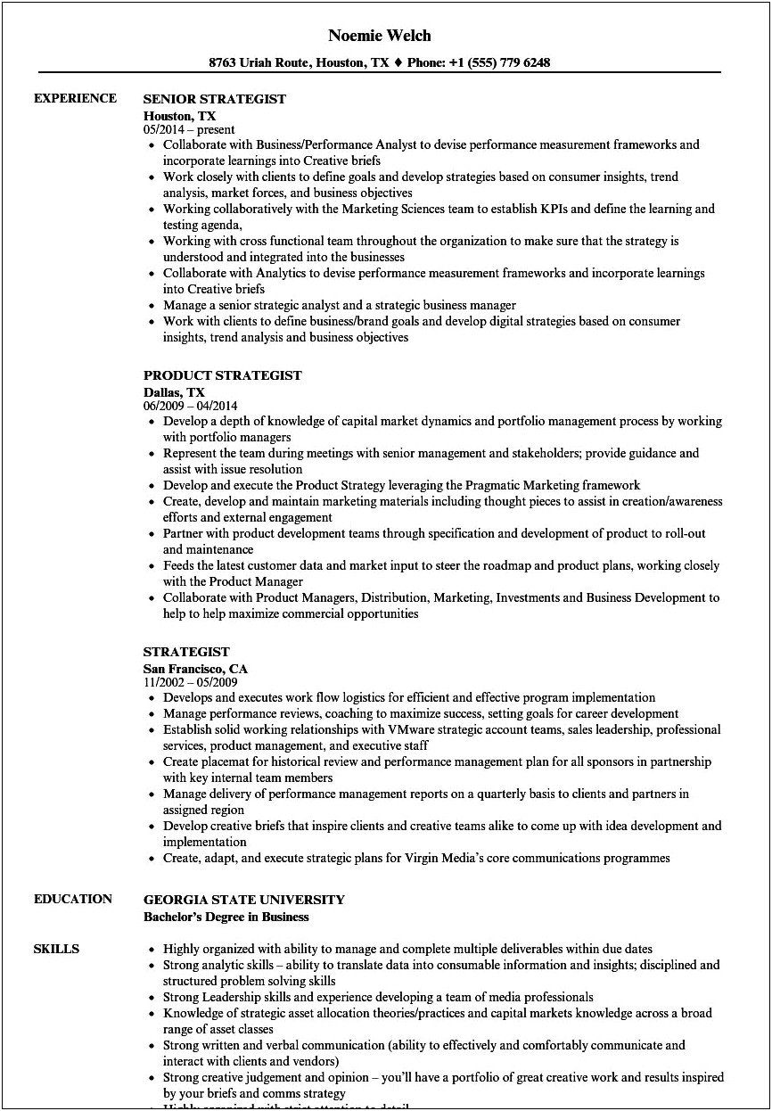 Good About Me Resume Examples Strategist