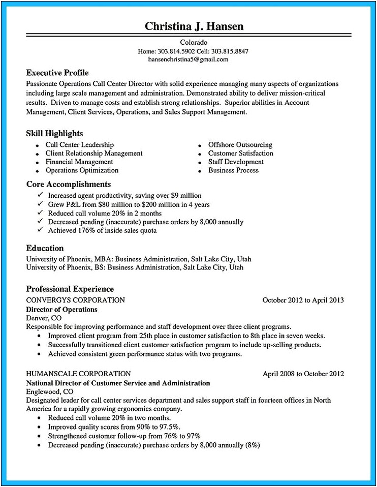 Good Call Center Resume Objective