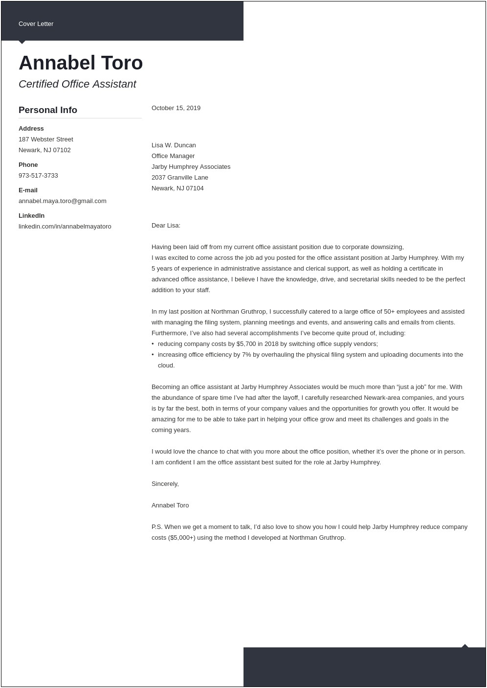 Good Cover Letter To Support Resume