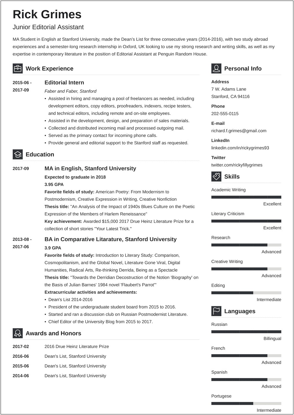Good Entry Level Resume Examples