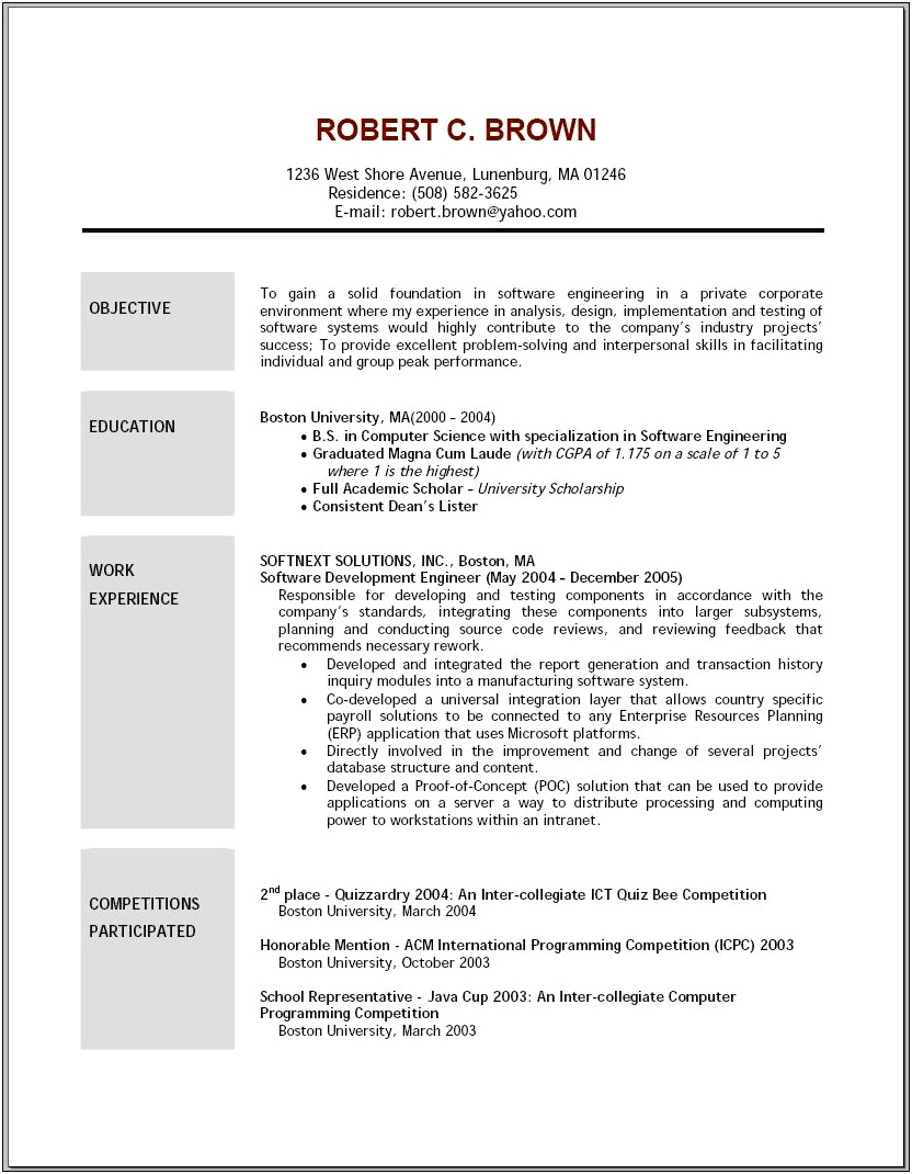Good Examples Objective For Resume