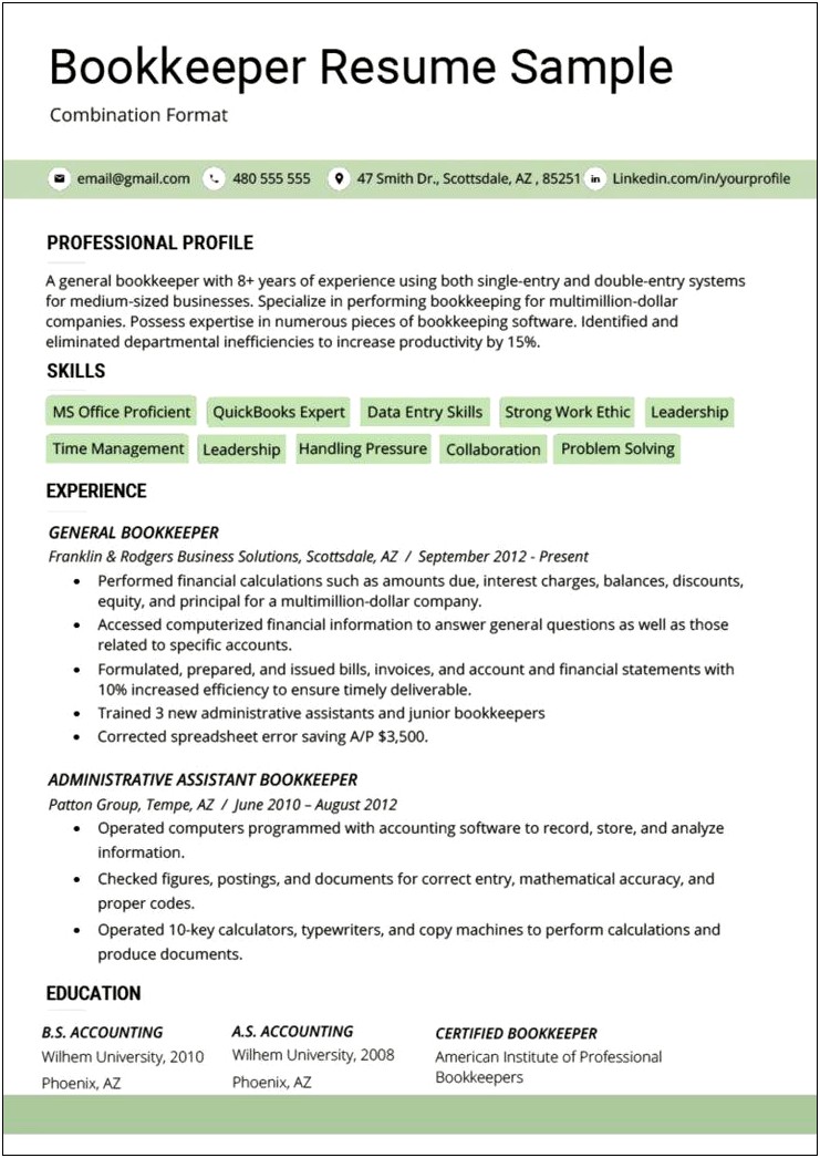 Good Examples Of A Combination Resume