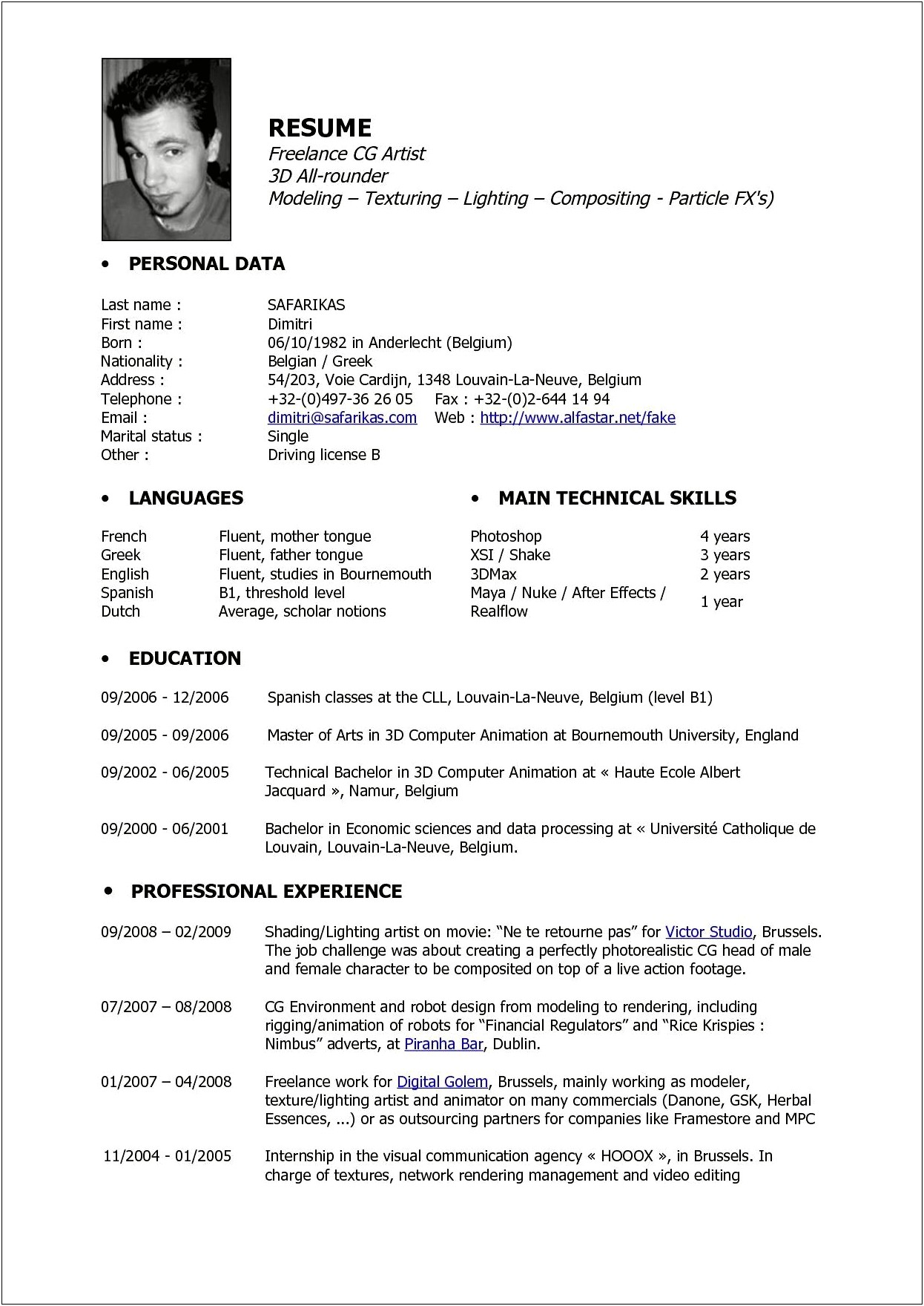 Good Examples Of An Artists Resume