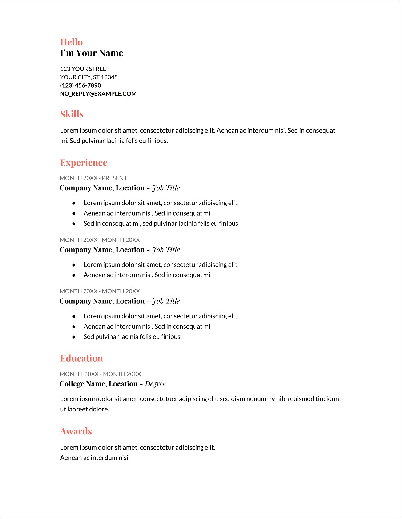 Good Fonts For Resume On Docs