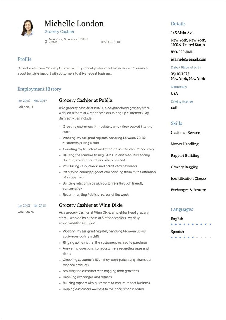 Good Grocery Store Resume Examples