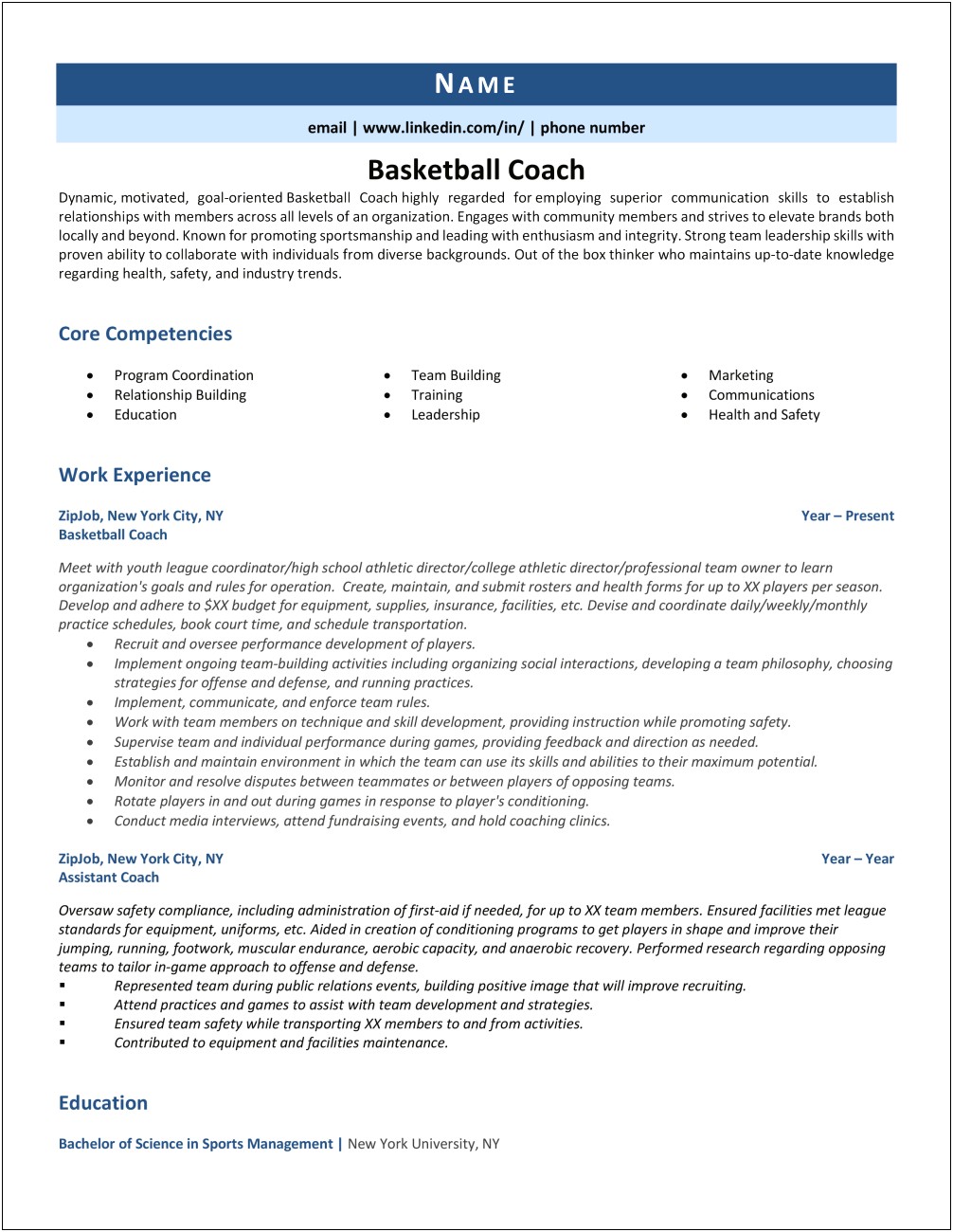 Good Health Coach Resume Sample
