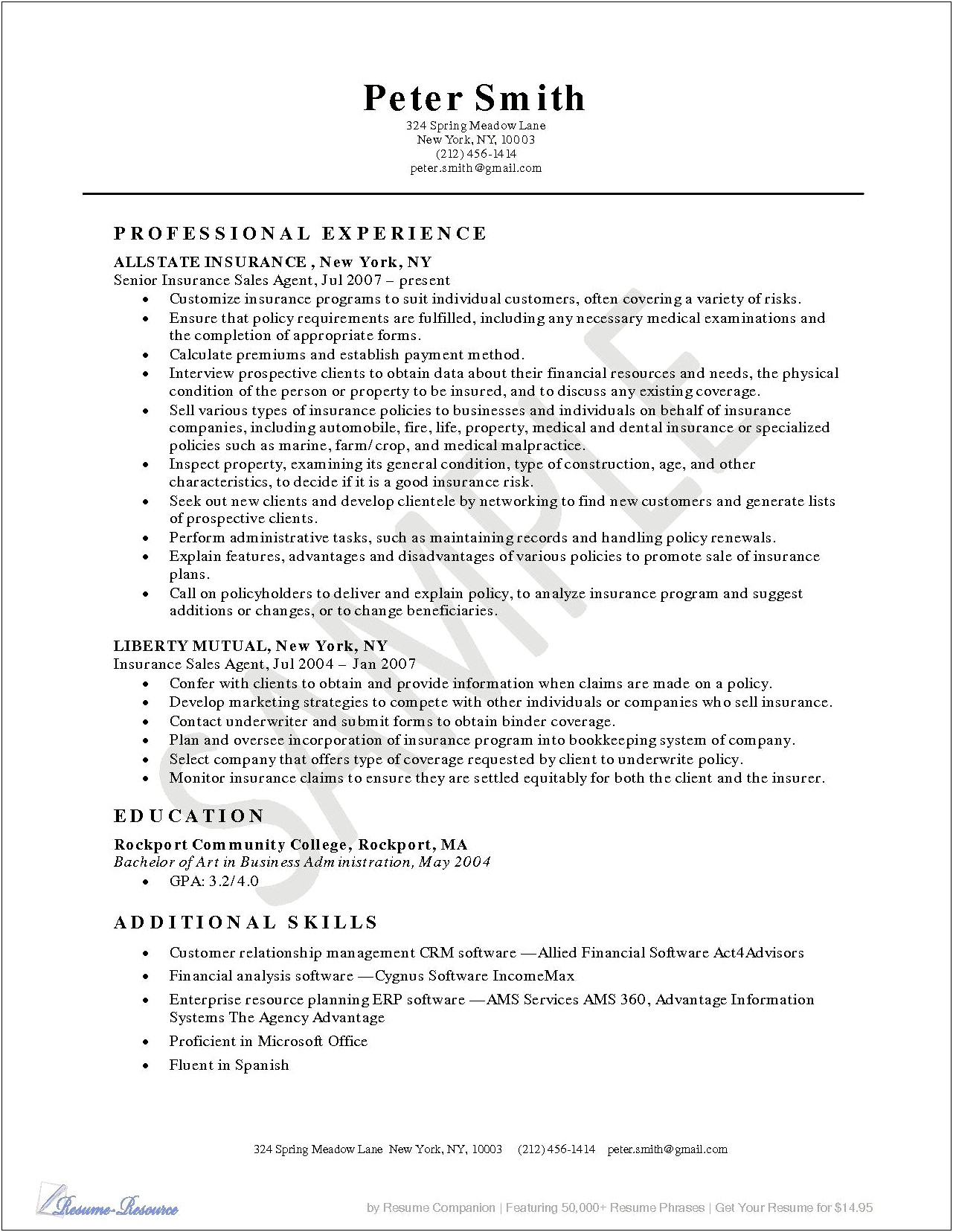 Good Insurance Agency Manager Resume