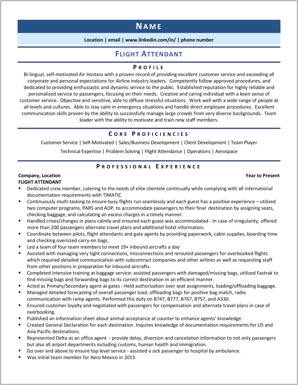 Good Introductory Summary For Flight Attendant Resume
