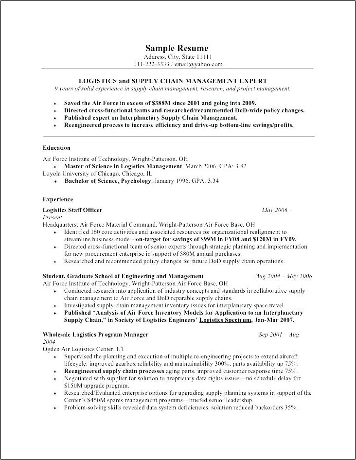 Good Military Resume Objective Statements