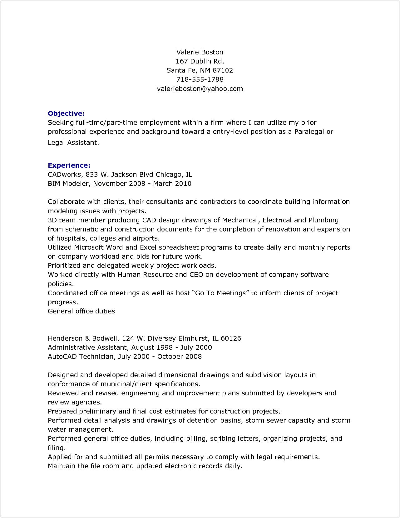 Good Objective For Legal Assistant Resume