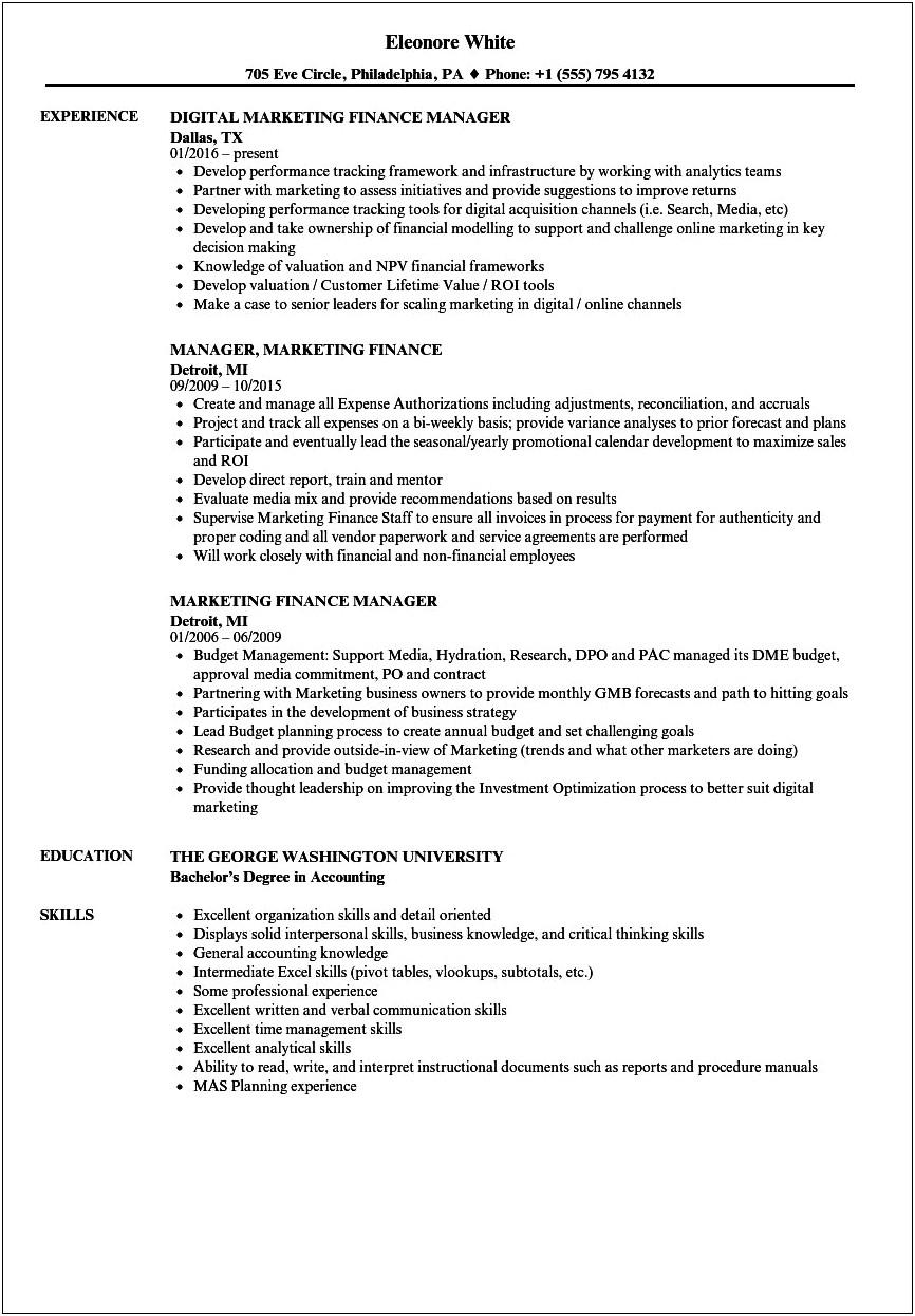 Good Objective Statements For Marketing Resume