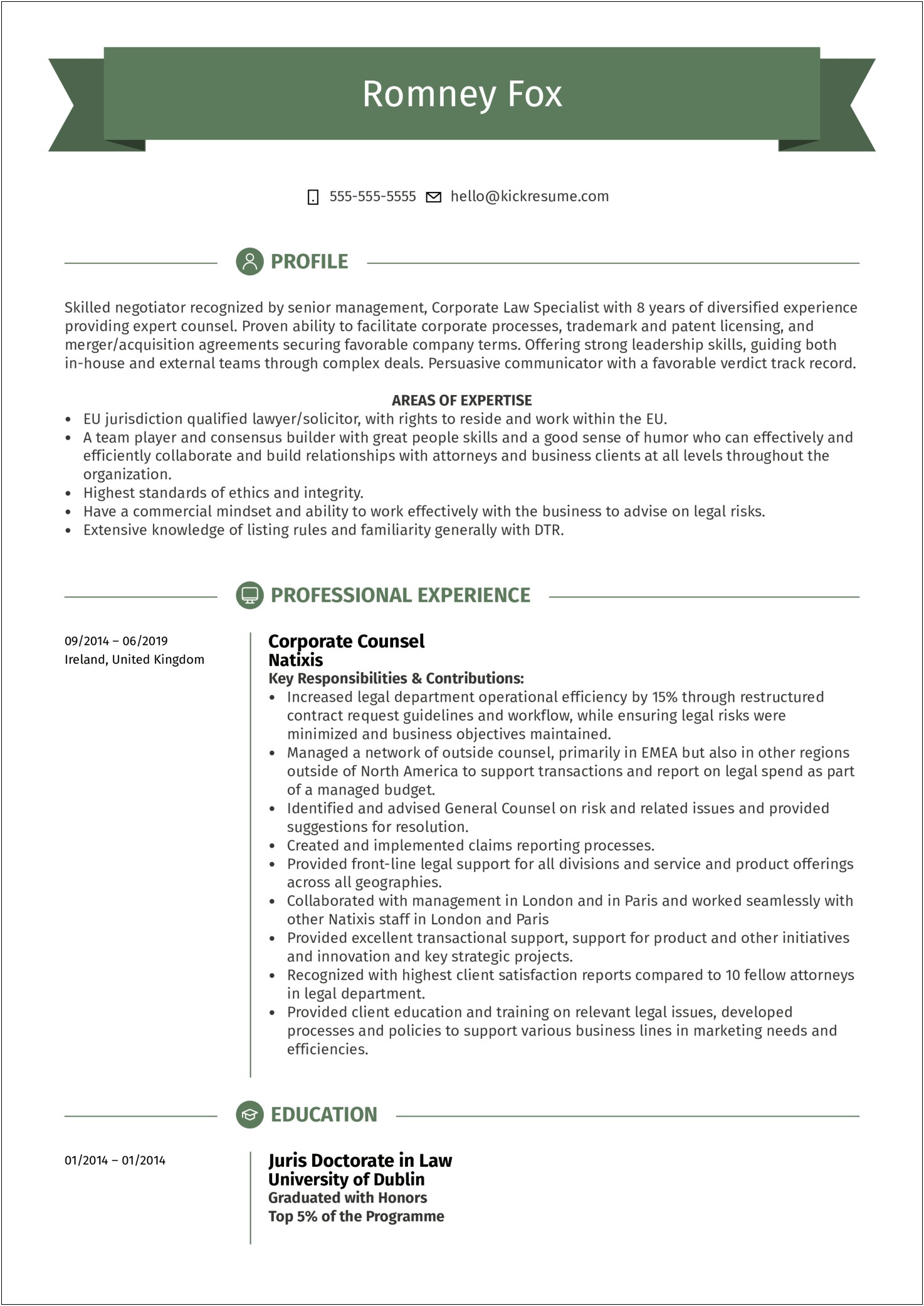 Good Objectives For A Legal Resume