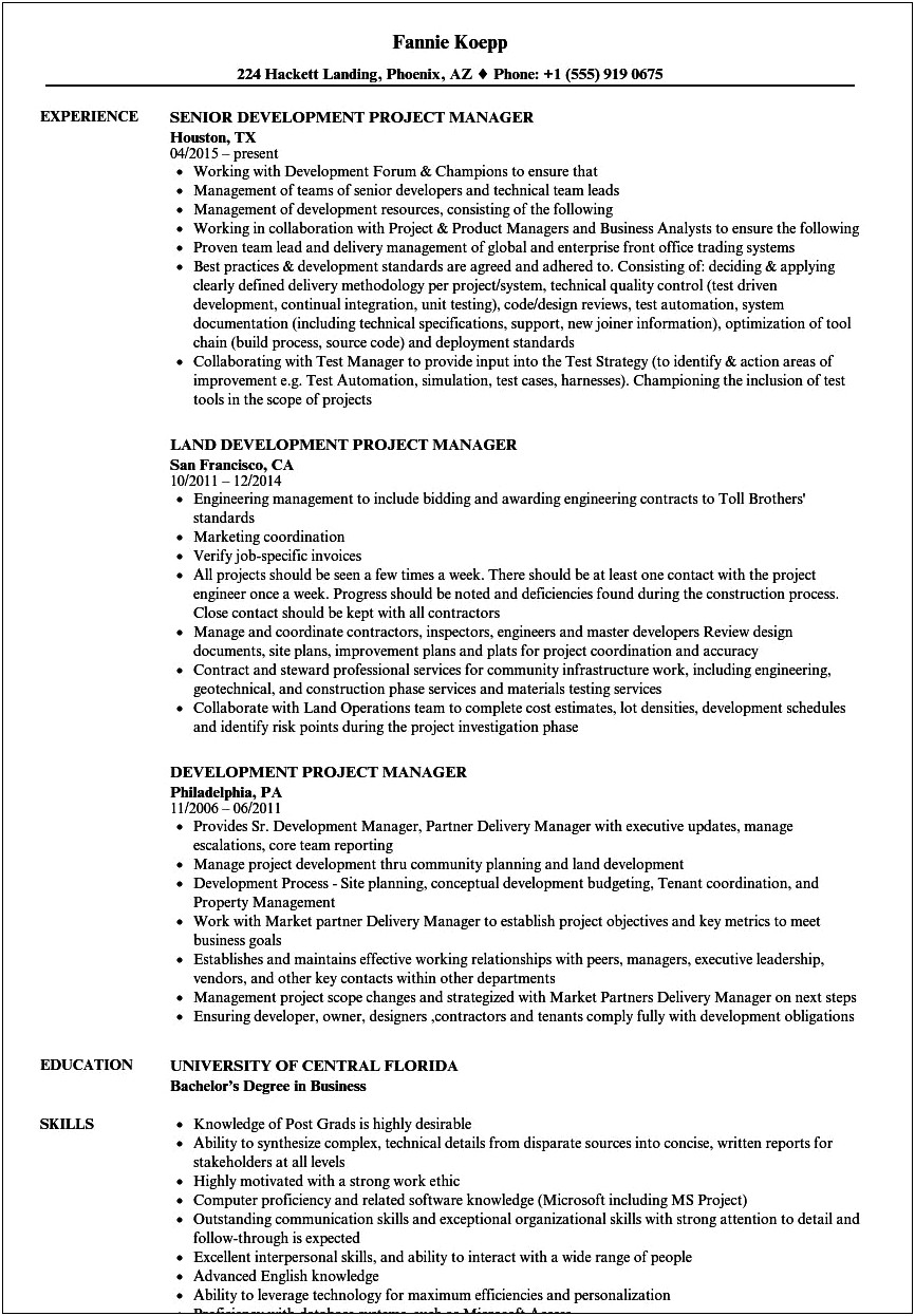 Good Project Manager Resume Examples