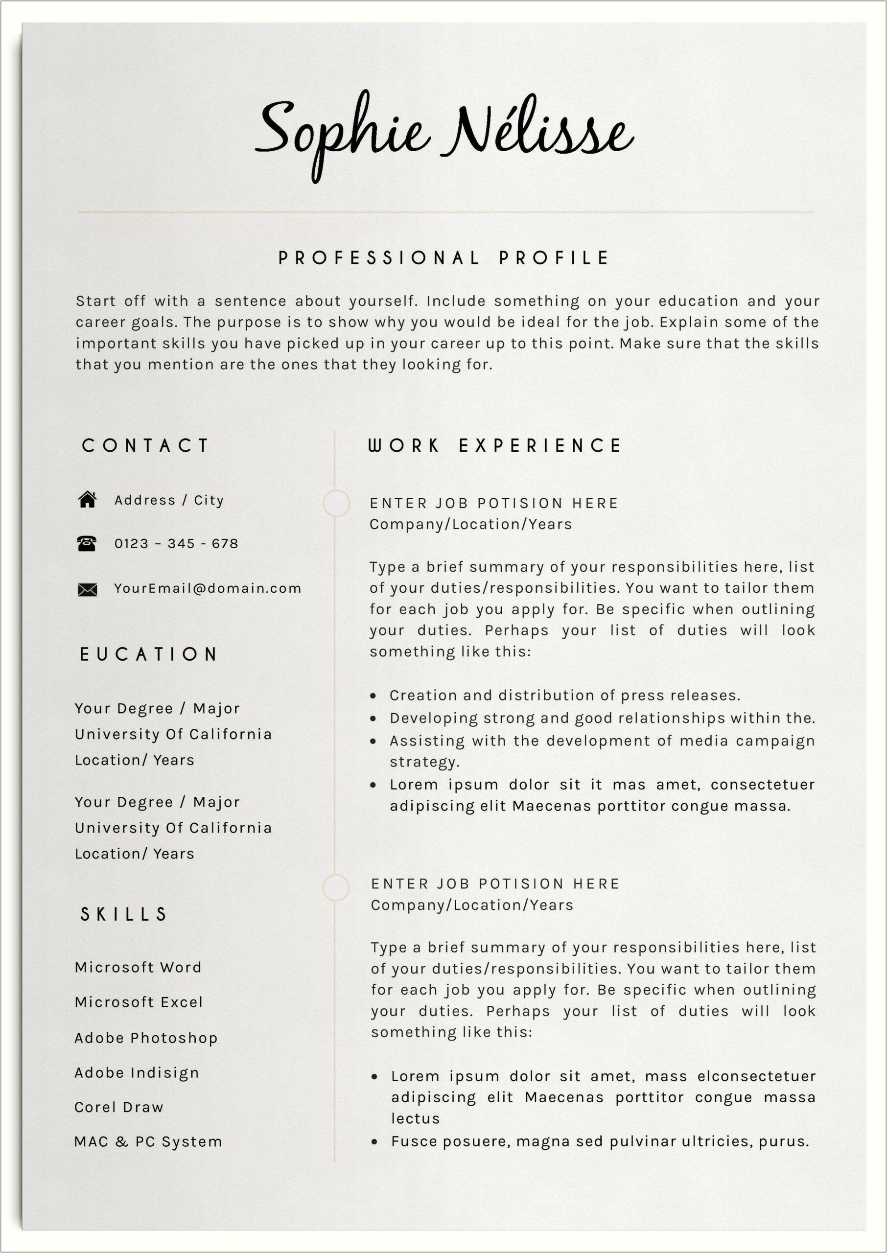 Good Resume Example With Job References