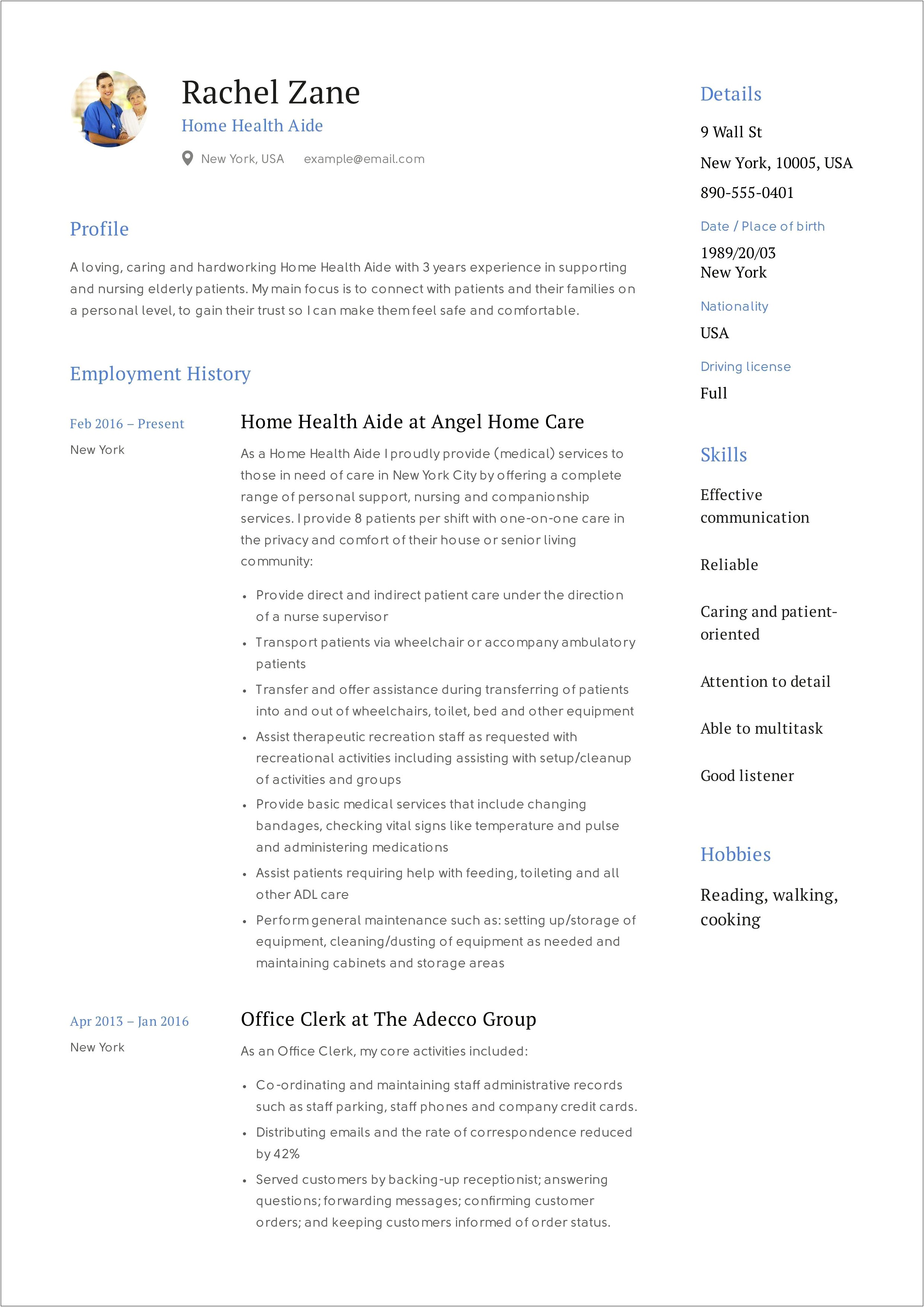 Good Resume Examples For Healthcare