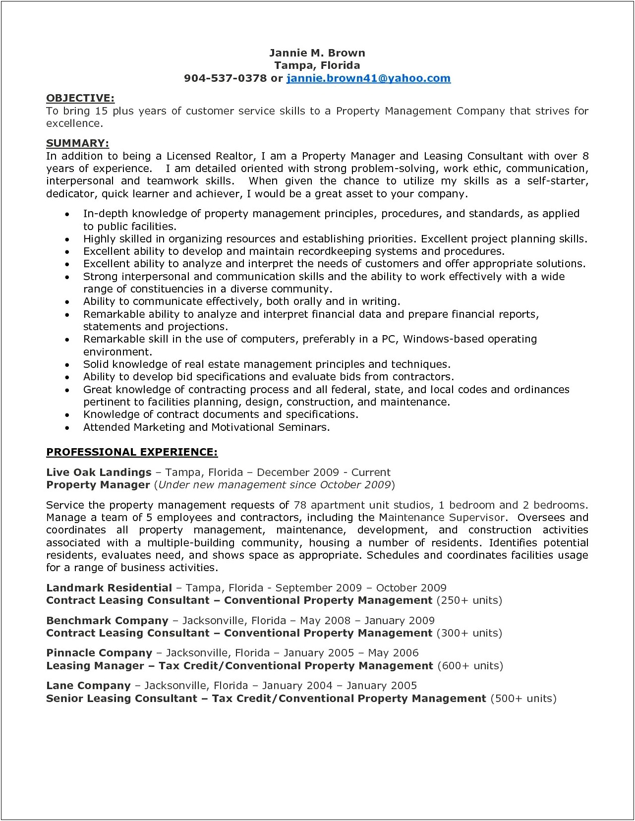 Good Resume Examples For Leasing Consultant