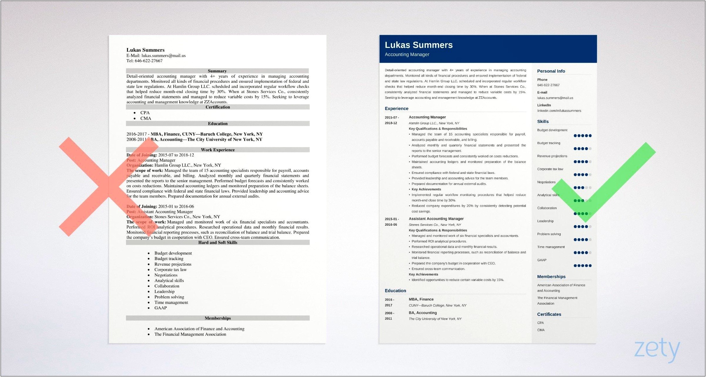 Good Resume Format For Finance Professional