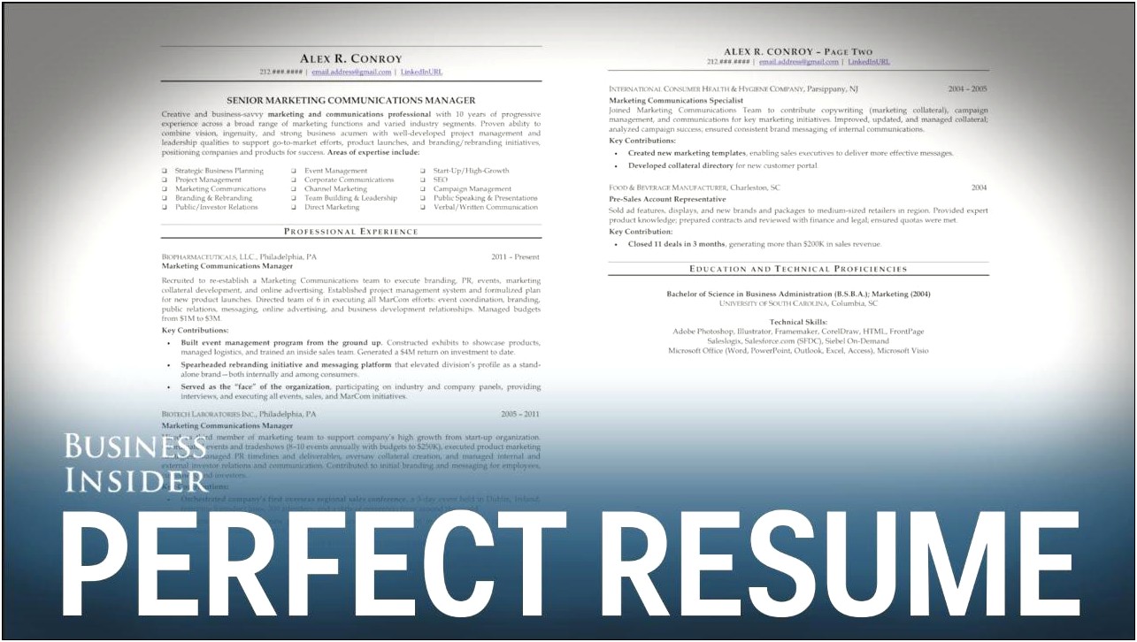Good Resume Format For Management