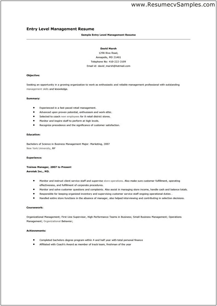 Good Resume Objective For Mid Level It Management