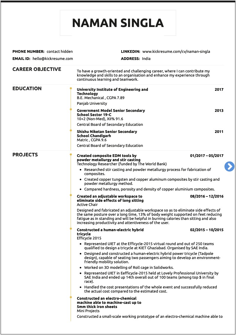 Good Resume Objectives For A Job In Manu