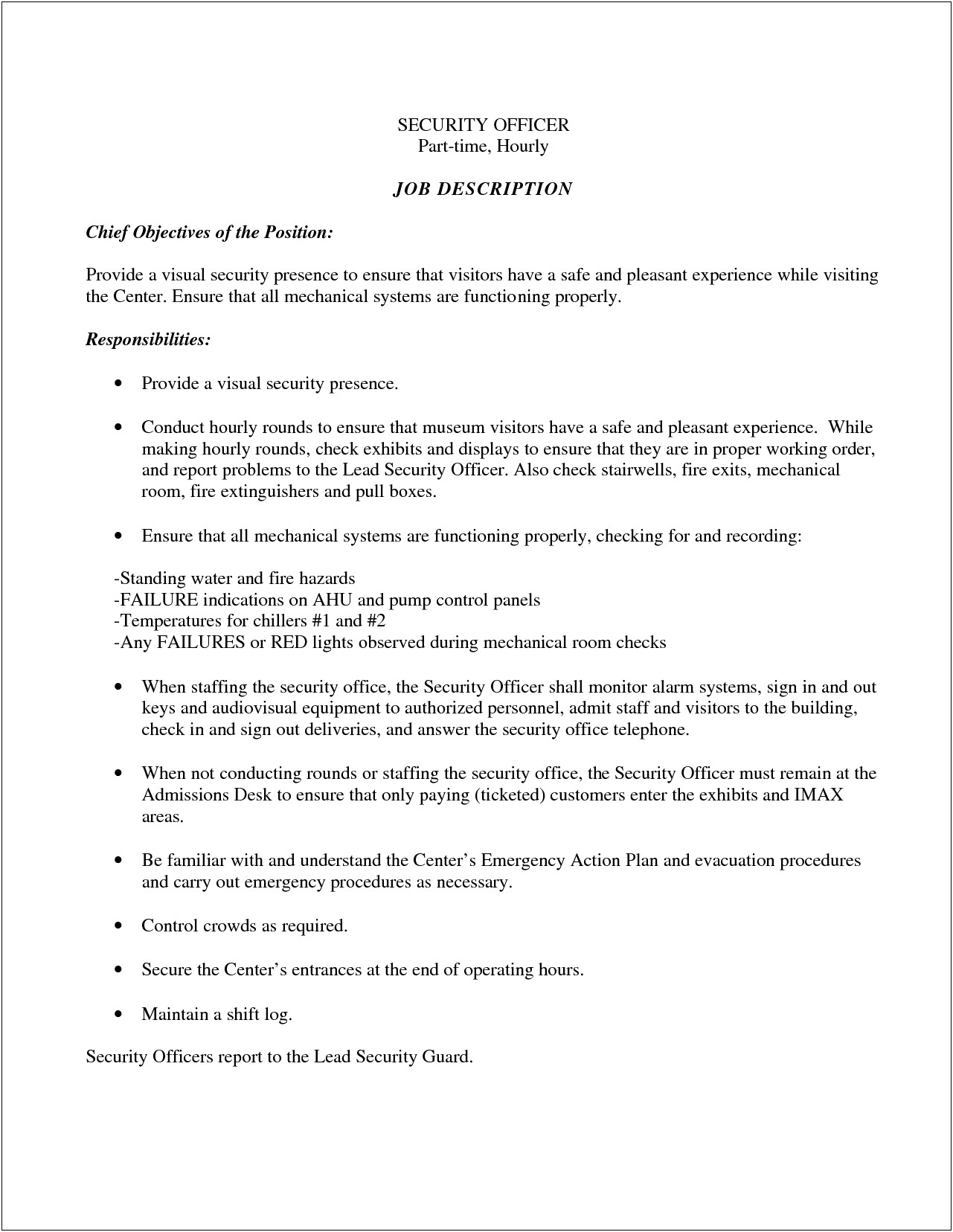 Good Resume Objectives For Security