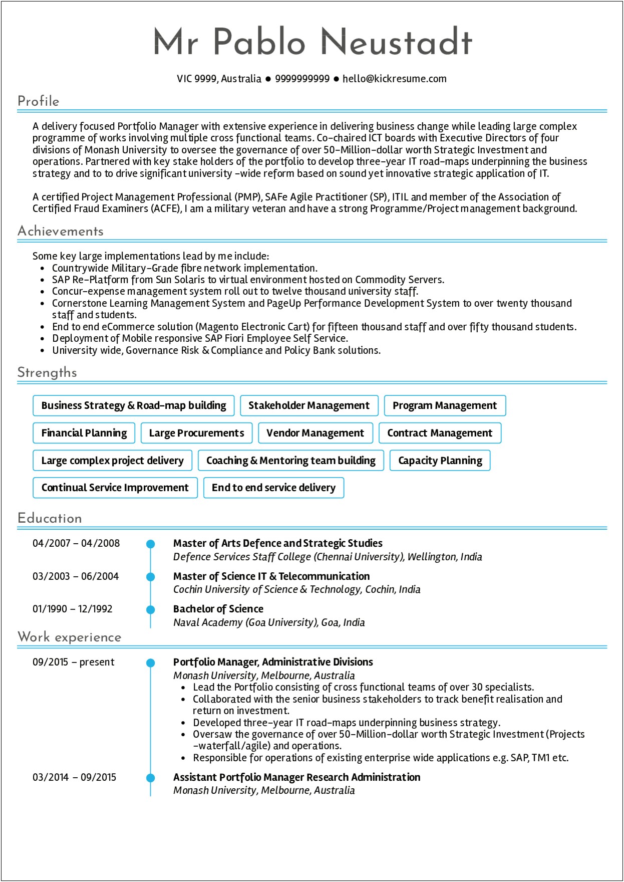 Good Sample Of Project Manager Resume