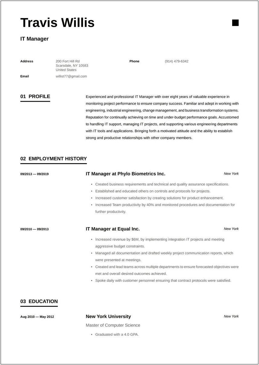 Good Sample Profile For It Resume