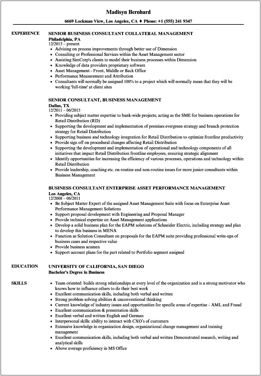Good Skills For Consulting Resume