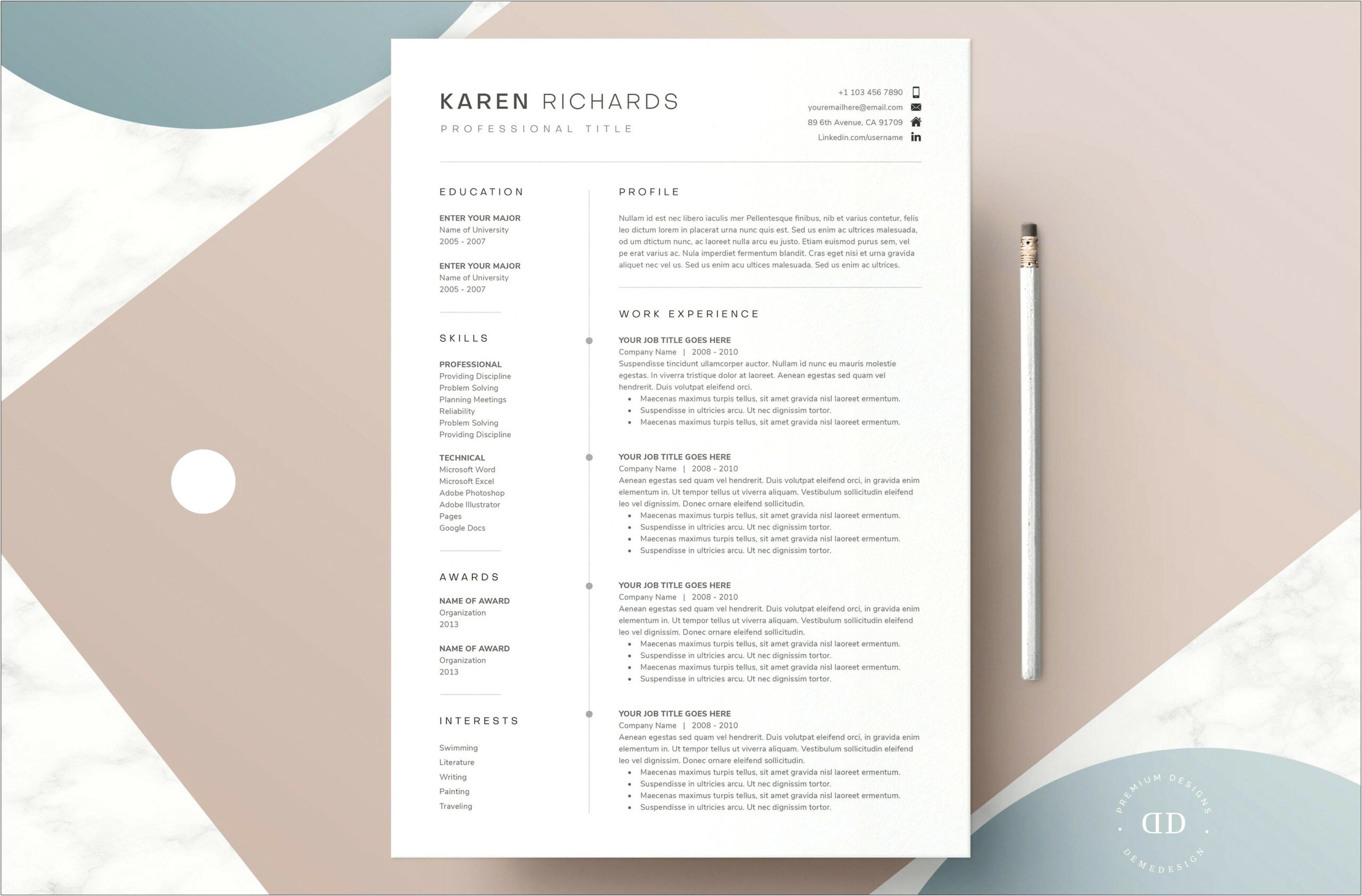 Google Docs 1 Page Resume Template