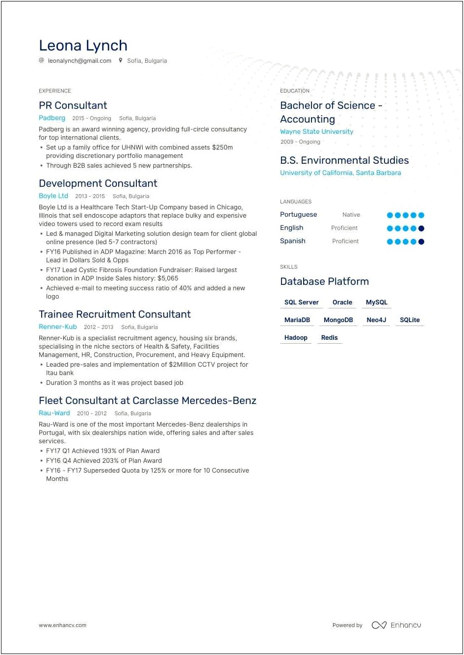 Government Contract Consulting Resume Examples