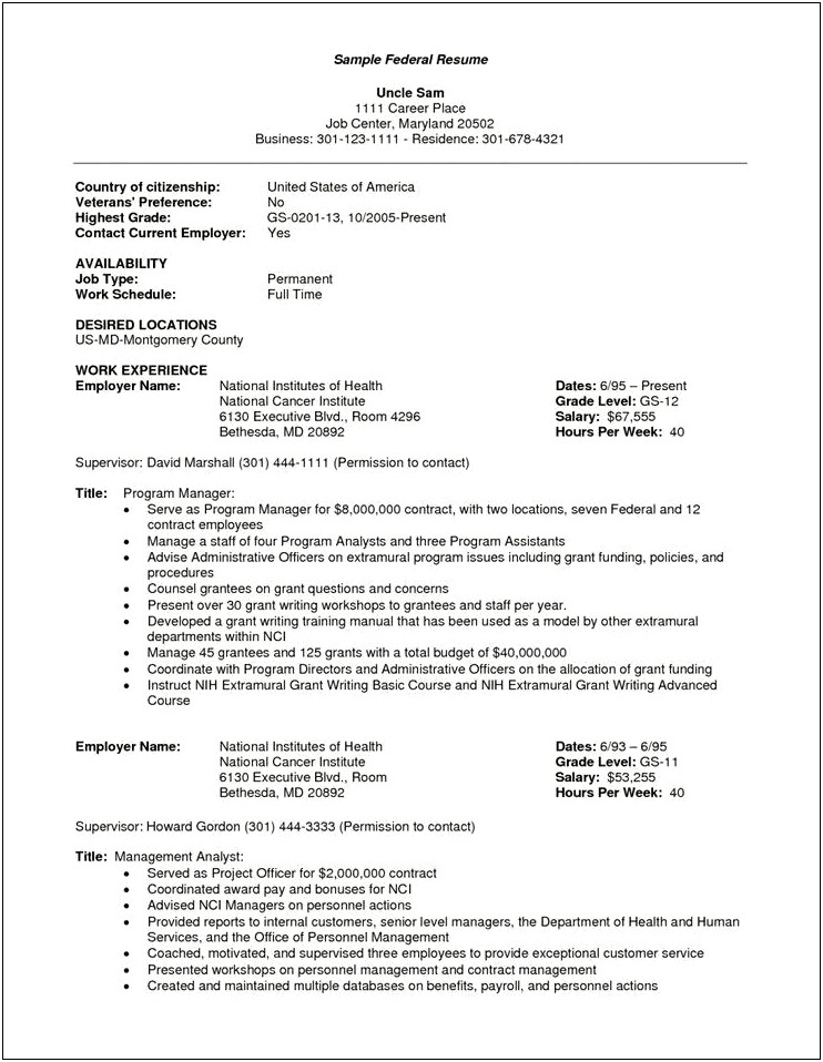 Government Job Government Resume Template