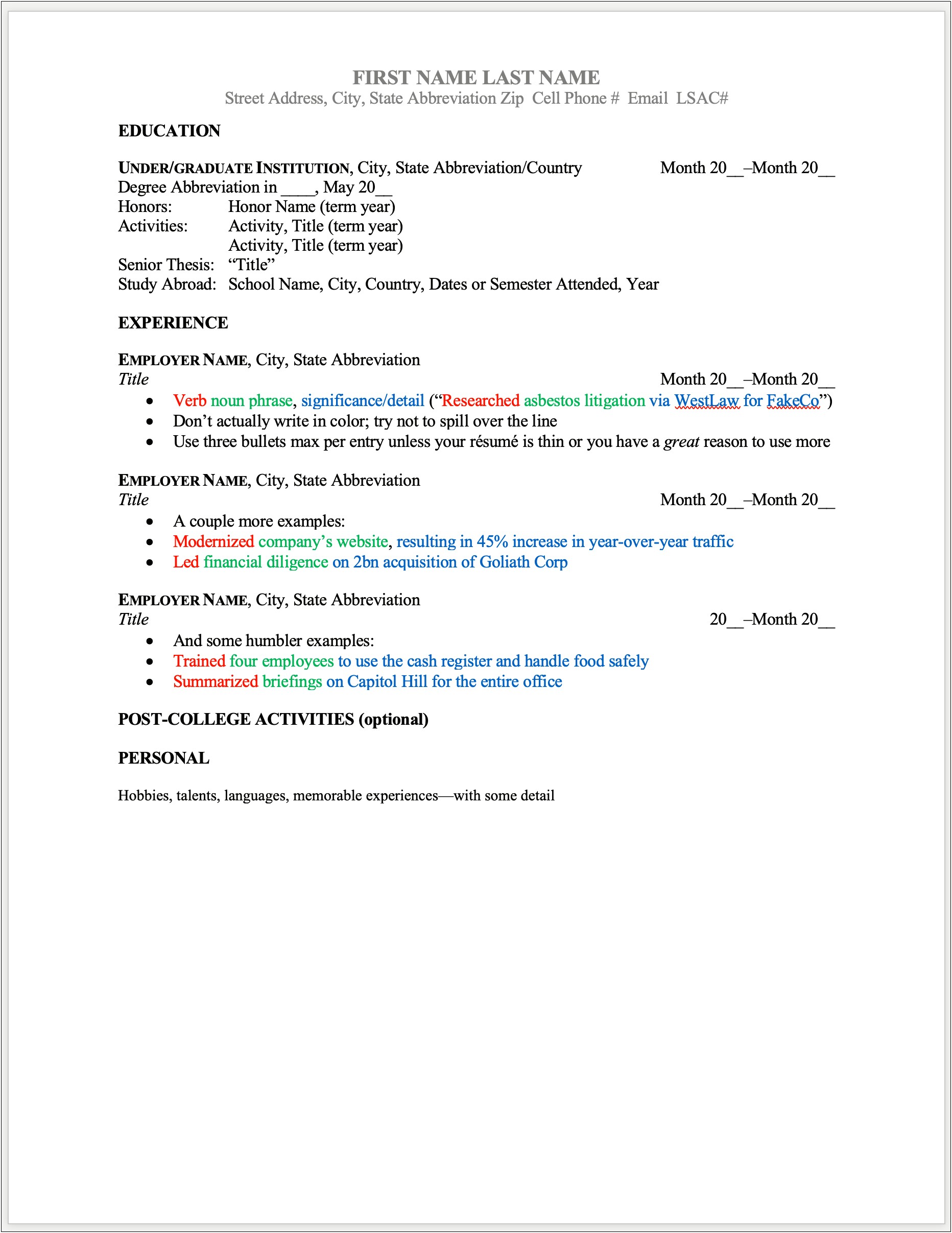 Grad School Resume One Or Two Pages