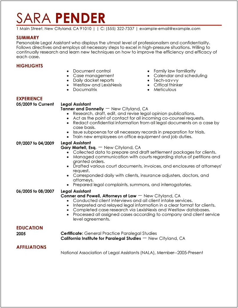 Graduate Student Resume Summary For Paralegal